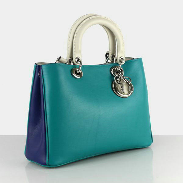 small Christian Dior diorissimo original calfskin leather bag 44374 green&blue&apricot